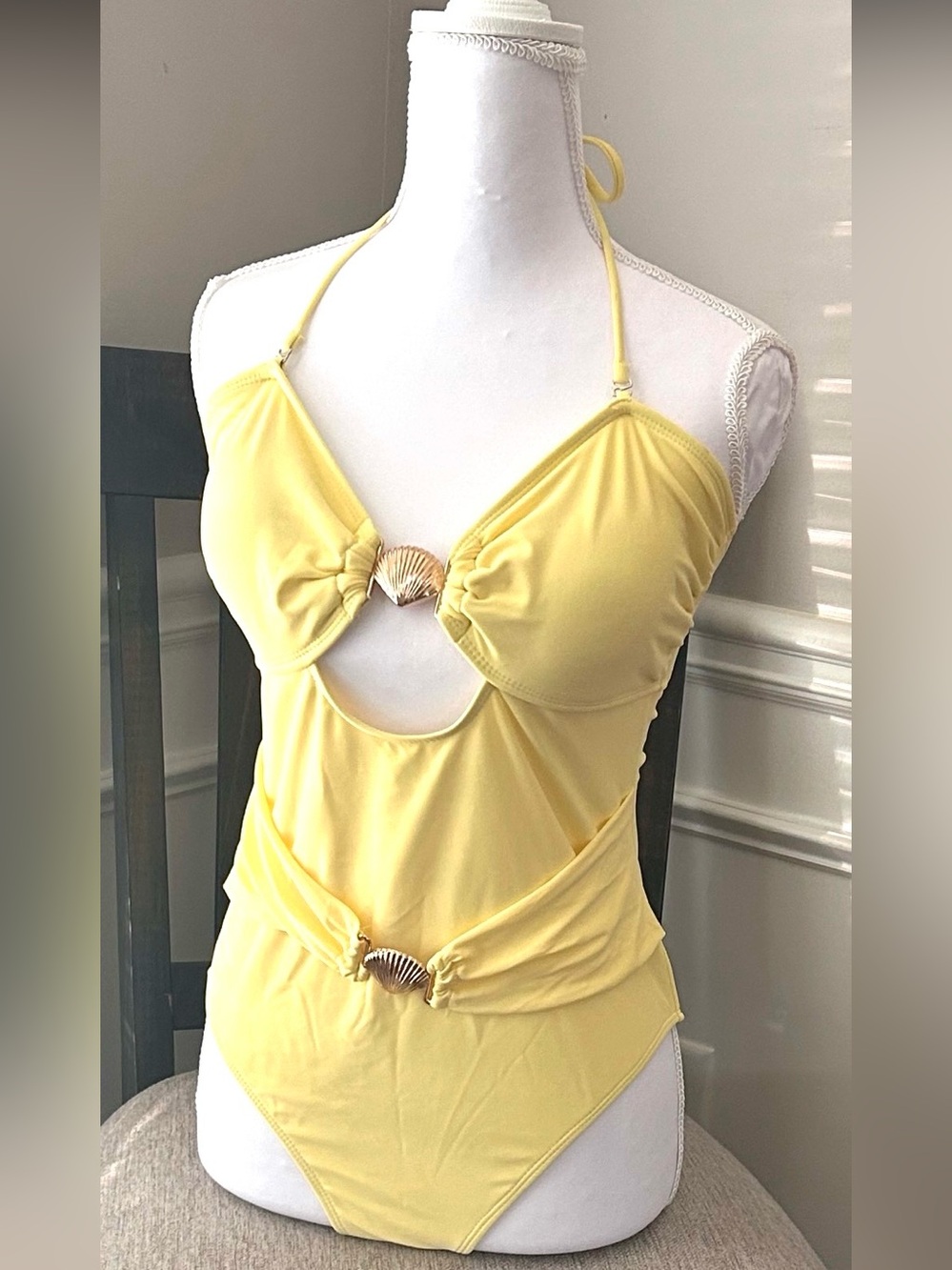 Yellow Shell-Accent One-Piece Swimsuit